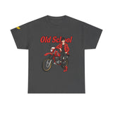 T-Shirt unisex en coton épais - Old School HONDA - Impression faces Avant & Arrière & Épaule droite