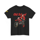 T-Shirt unisex en coton épais - Old School HONDA - Impression faces Avant & Arrière & Épaule droite