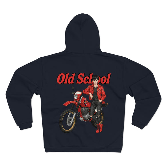 Sweatshirt unisex à capuche & Fermeture éclair - Old School HONDA - Impression face Arrière