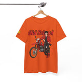 T-Shirt unisex en coton épais - Old School HONDA - Impression faces Avant & Arrière & Épaule droite