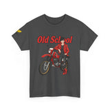T-Shirt unisex en coton épais - Old School HONDA - Impression faces Avant & Arrière & Épaule droite