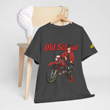 T-Shirt unisex en coton épais - Old School HONDA - Impression face Avant & Épaule gauche