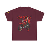 T-Shirt unisex en coton épais - Old School HONDA - Impression faces Avant & Arrière & Épaule droite