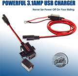 12-Volt-zu-USB-Ladebuchse &gt; MOTOPOWER MP0609A-UK 3,1 Ampere mit SAE-Adapter