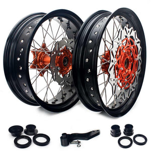 BIKINGBOY 3.5/4.25/4.5/5.0 17" Front Rear Wheels Rims Hubs Spacers Discs For KTM 125 200 250 300 400 450 525 EXC EXC-R EXC-F