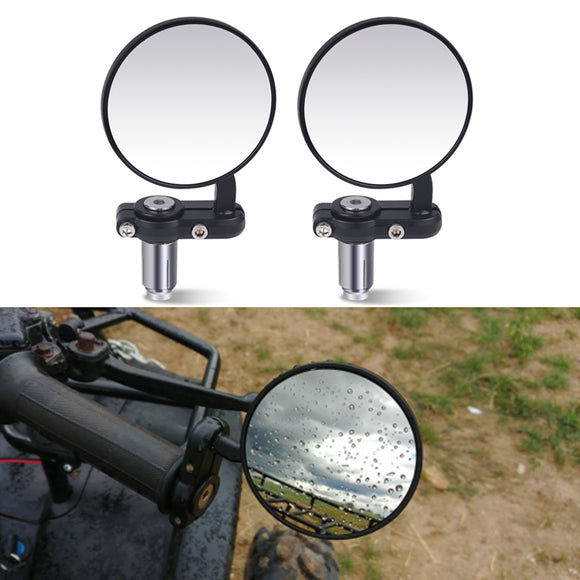 2Pcs Motorcycle Rear Mirror Motorcycle Handlebar End Mirror 22mm for Cafe Racer Black Handle 7/8