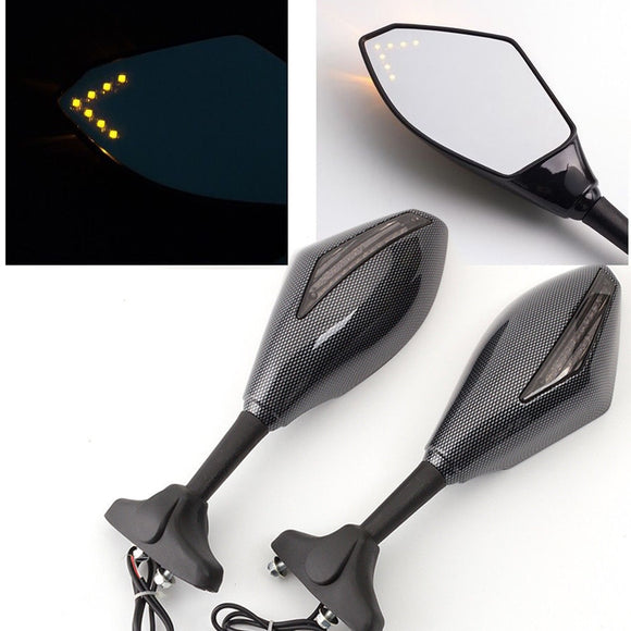 MOTORCYCLE LED TURN SIGNAL MIRRORS For KAWASAKI NINJA 6R 9R 650R 250R 636 YAMAHA YZF R1 R6 R6S/ SUZUKI GSXR 600 750 1000 KATANA
