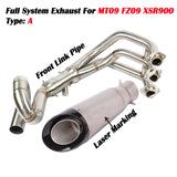 MT09 FZ09 Motorcycle Exhaust muffler contact pipe exhaust Full System Slip On For yamaha FZ-09 MT-09 MT 09 2014-2018 XSR900