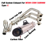 MT09 FZ09 Motorcycle Exhaust muffler contact pipe exhaust Full System Slip On For yamaha FZ-09 MT-09 MT 09 2014-2018 XSR900