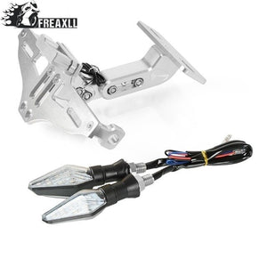 Motorcycle License Plate Bracket Holder With LED Light Universal For YAMAHA MT07 R6 R3 MT 03 07 09 TMAX 500 530 R1 FZ6 MT09 XJ6