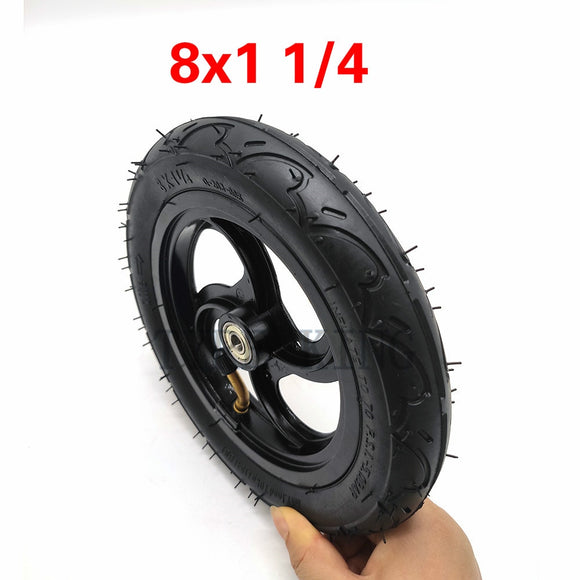 8X1 1/4 Scooter-Reifen und Schlauch mit Alu-Nabe 8 Zoll 8*1,25 Reifen für Fahrrad-Elektro-/Gas-Scooter-Teile