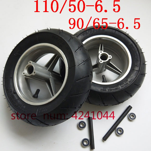 Wheel 90/65-6.5 Front or 110/50-6.5 rear rims Hub with tubeless vacuum tires for pocket bike 47cc 49cc 2 stroke small motorcyle