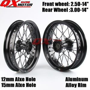 14" Inch Dirt Pit bike Off Road Front Rear Wheels Set 2.50-14"3.00-14" Alloy Rim For KAYO BSE Apollo Xmotos Racing Supermoto
